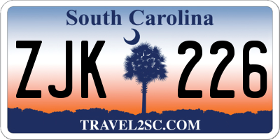SC license plate ZJK226