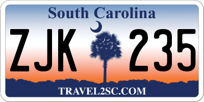 SC license plate ZJK235