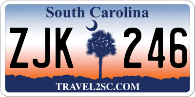SC license plate ZJK246