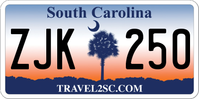 SC license plate ZJK250