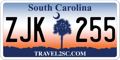 SC license plate ZJK255