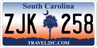 SC license plate ZJK258