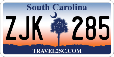 SC license plate ZJK285