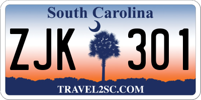 SC license plate ZJK301