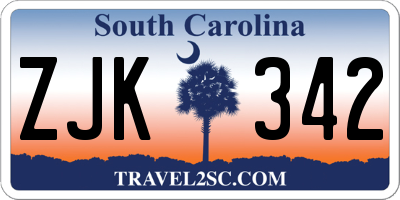 SC license plate ZJK342