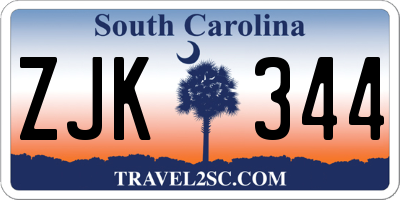 SC license plate ZJK344