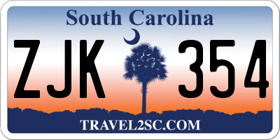 SC license plate ZJK354