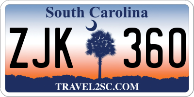 SC license plate ZJK360