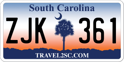SC license plate ZJK361