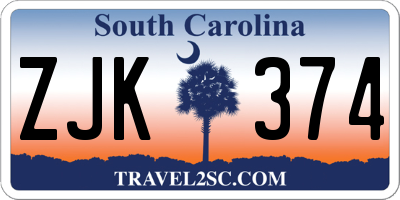 SC license plate ZJK374