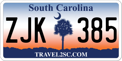 SC license plate ZJK385