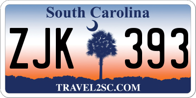 SC license plate ZJK393
