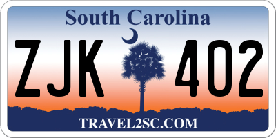 SC license plate ZJK402