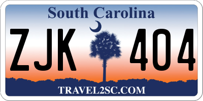 SC license plate ZJK404