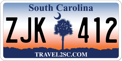 SC license plate ZJK412
