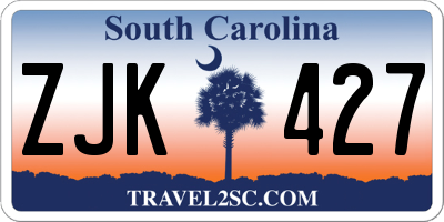 SC license plate ZJK427