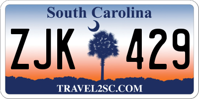 SC license plate ZJK429