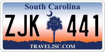 SC license plate ZJK441