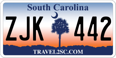 SC license plate ZJK442