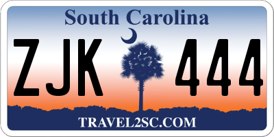 SC license plate ZJK444
