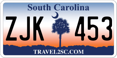 SC license plate ZJK453