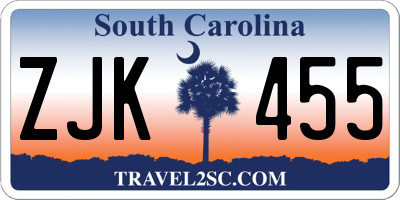 SC license plate ZJK455