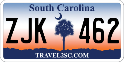 SC license plate ZJK462