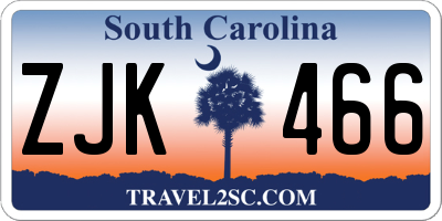 SC license plate ZJK466