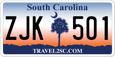 SC license plate ZJK501