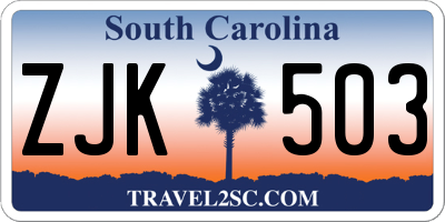 SC license plate ZJK503