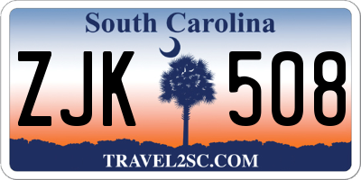SC license plate ZJK508