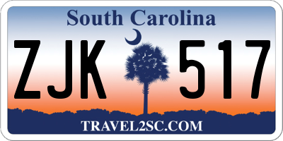 SC license plate ZJK517
