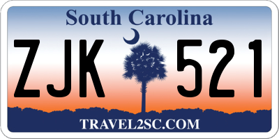 SC license plate ZJK521