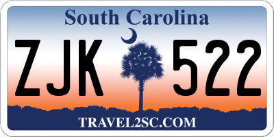 SC license plate ZJK522
