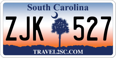 SC license plate ZJK527