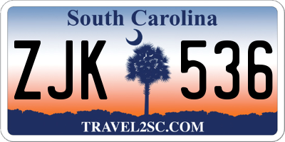 SC license plate ZJK536