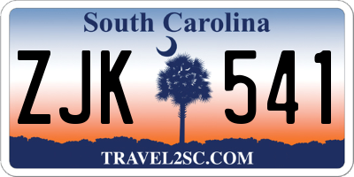 SC license plate ZJK541