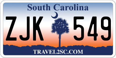 SC license plate ZJK549