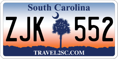 SC license plate ZJK552