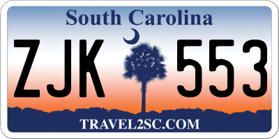 SC license plate ZJK553