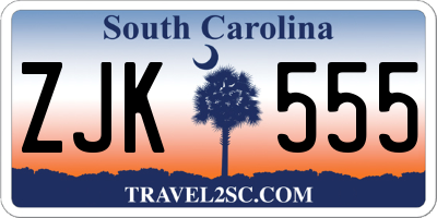 SC license plate ZJK555