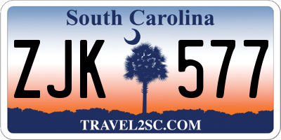 SC license plate ZJK577