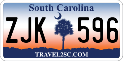 SC license plate ZJK596