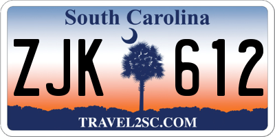 SC license plate ZJK612