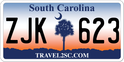 SC license plate ZJK623