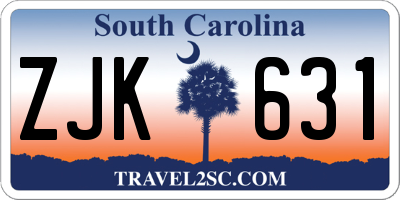 SC license plate ZJK631