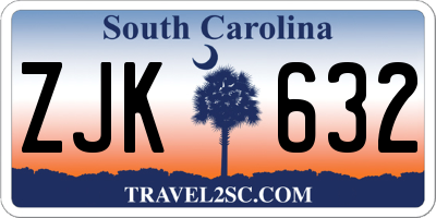 SC license plate ZJK632