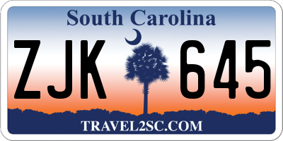 SC license plate ZJK645