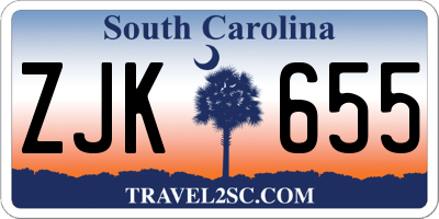 SC license plate ZJK655