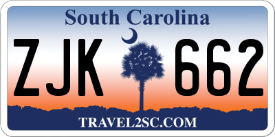 SC license plate ZJK662